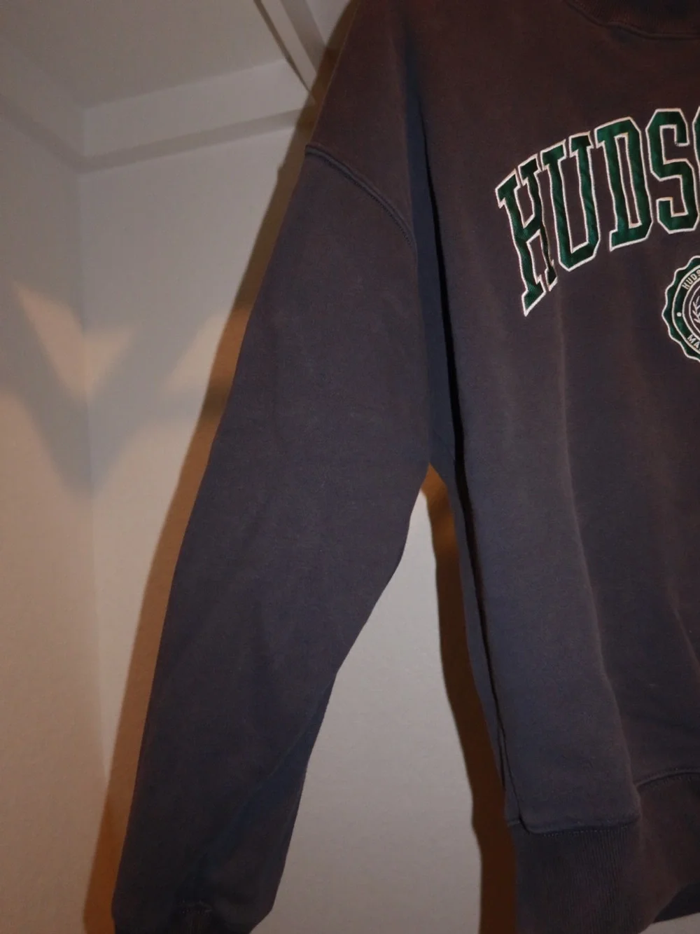 Abercrombie & Fitch Dark Gray Crewneck Sweatshirt with Green Lettering